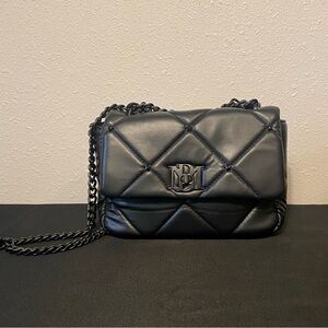 Badgley Mischka bag small quilted black vegan leather chain purse